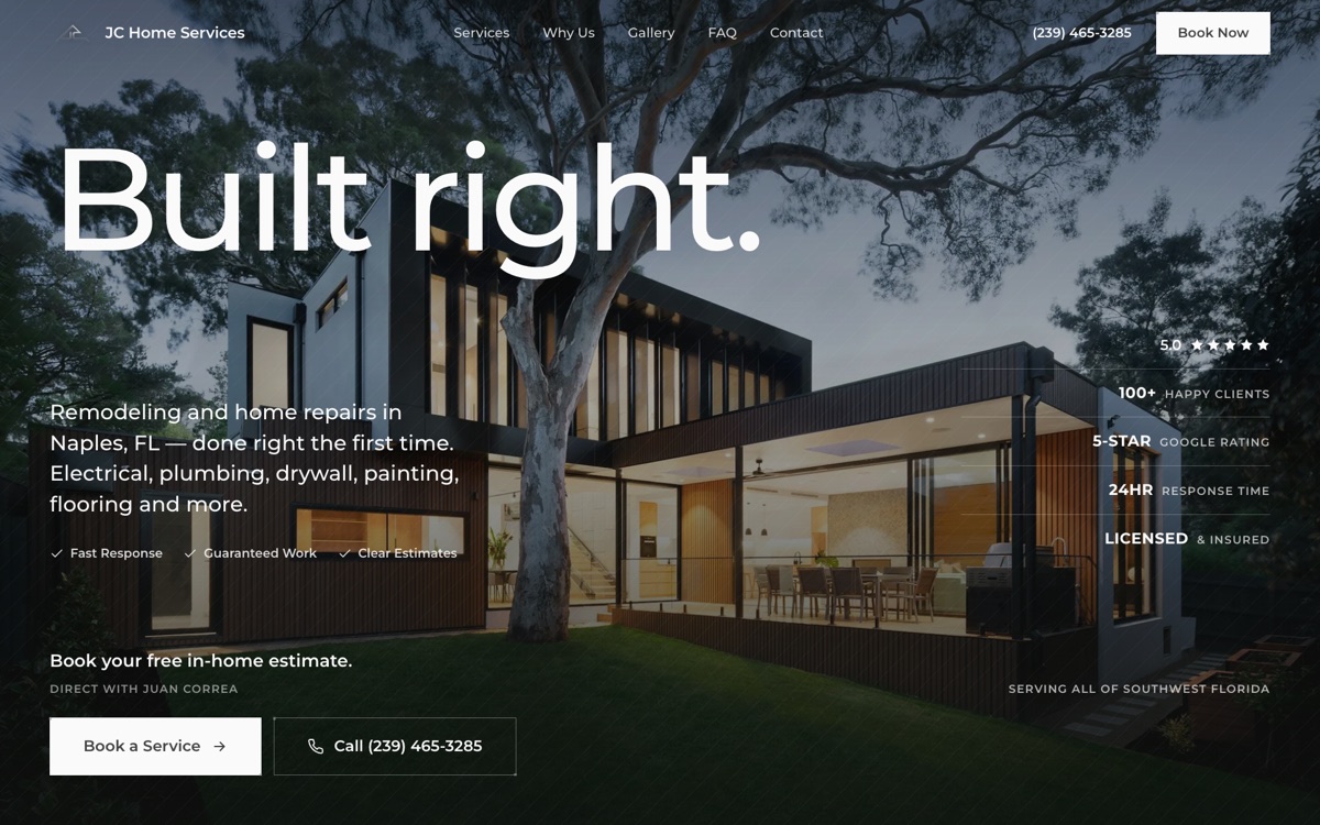 JC Home Services — website by Christian Ayala